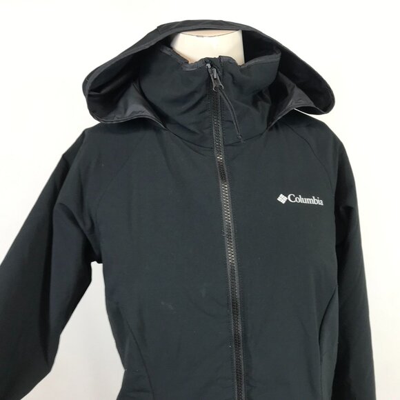COLUMBIA ~ WOMENS XS ~ BLACK HOODED PARKA JACKET COAT - Picture 2 of 7